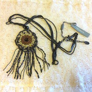 Vintage NEW sandwich jewellery Handmade Bead Pendant VTG Oxidize Silver Necklace